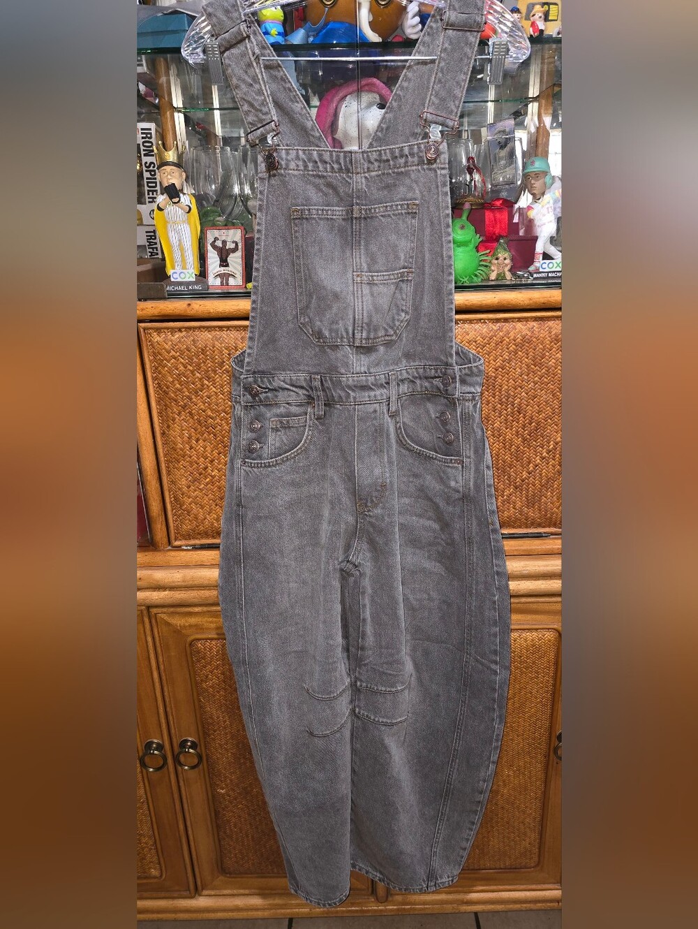 We The Free People Good Luck Barrel Overalls XS Archive Grey - Picture 4 of 7